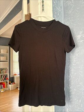 Banana Republic Ribbed Black Mock Neck Short Sleeve Women’s
